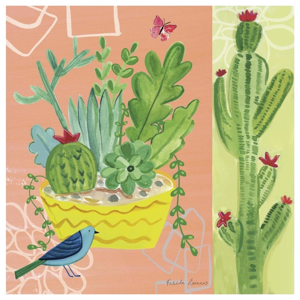 "Cacti Garden IV" Digital Paper Print by Farida Zaman, 42"x42"
