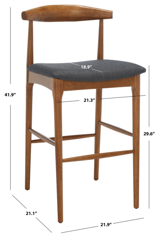 Safavieh Lionel Retro Barstool, Walnut/Dark Grey