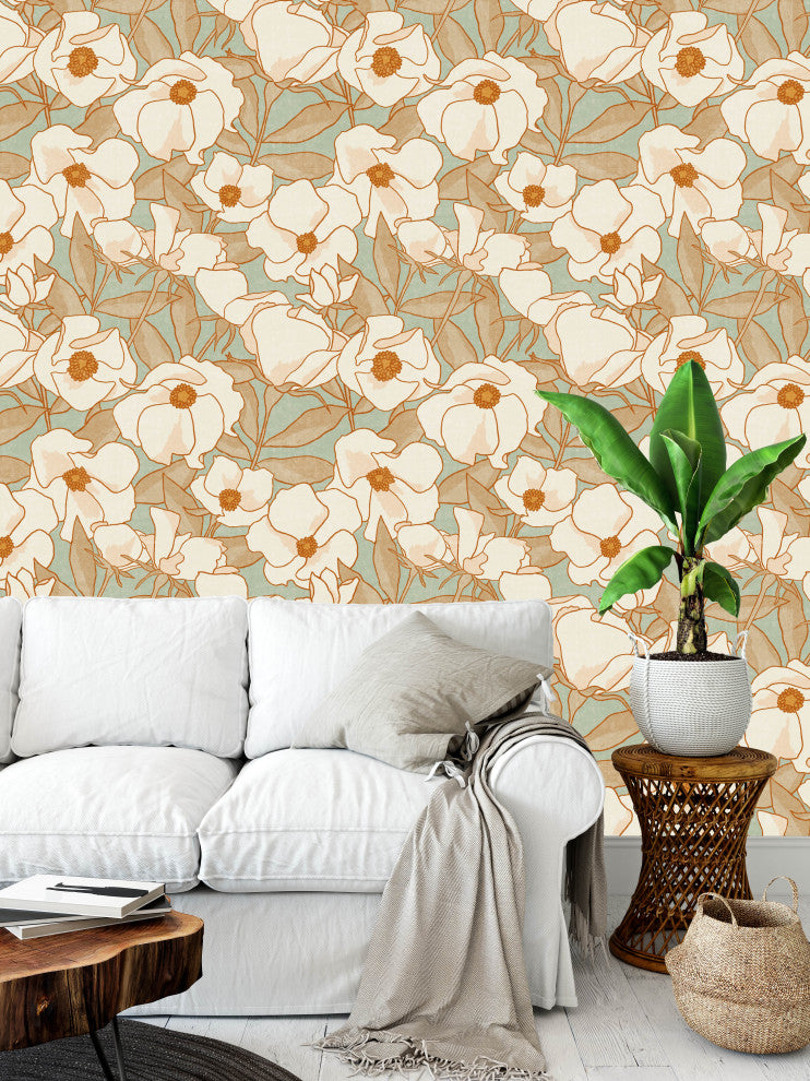 Carolina Green and White Wallpaper, 24"x72"