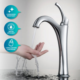 Elavo Rectangle Ceramic Vessel Sink, Bathroom Arlo Faucet, Drain, Chrome