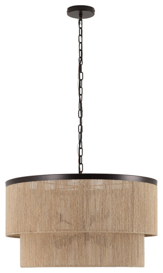 GetLedel 23.8" 6-Light Dimmable Handwoven Drum Chandelier, Oil Rubbed Bronze