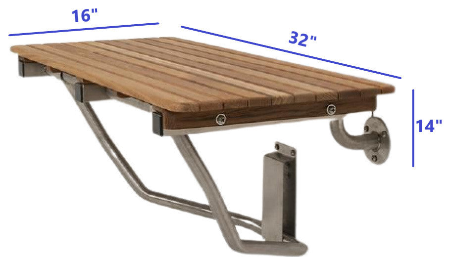 32" Premium Wall Mount Teak Shower Bench