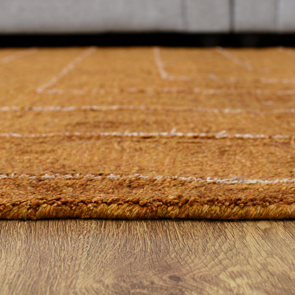 HAND KNOTTED LOOM SILK ECO-FRIENDLY RUGS-5'x8',Rectangle,Gold Beige,Geometric