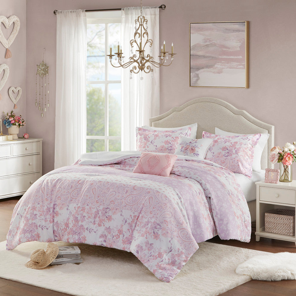 Intelligent Design Oliena Floral Paisley Comforter Set, Pink
