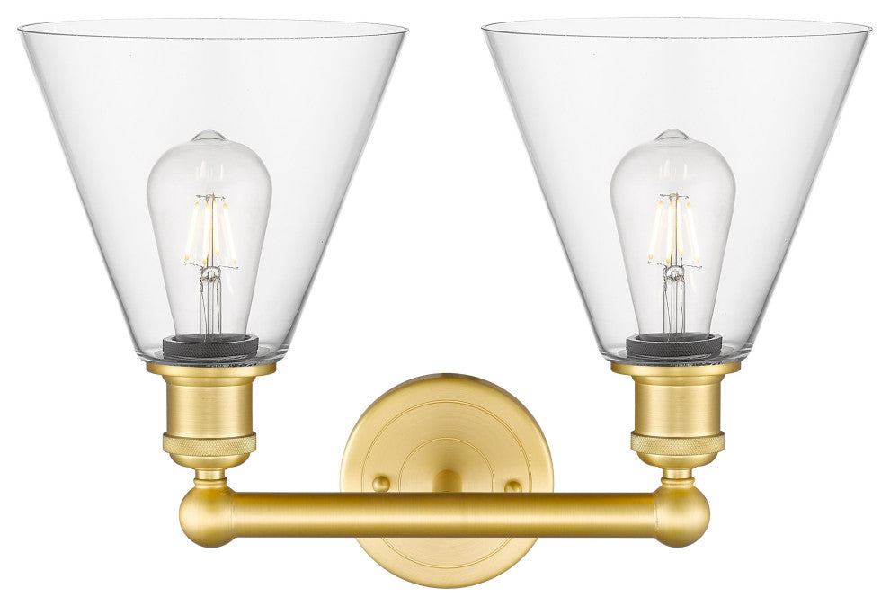 Berkshire 2-Light 17" Bath Vanity Light, Satin Gold Finish, Clear Shade