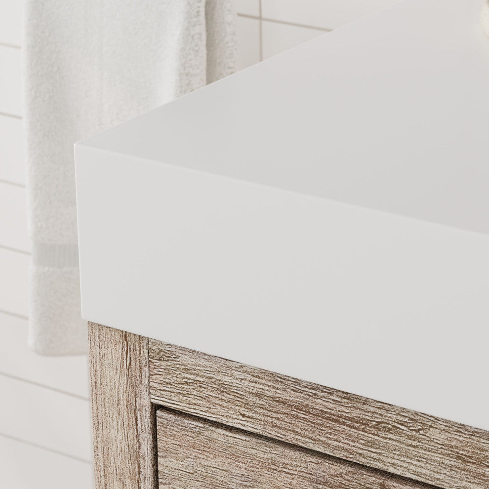 Boutique Bath Vanity, Natural Wood, 40", Single Sink, Freestanding