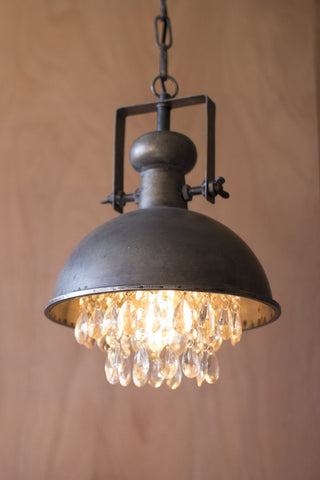 Metal Pendant Lamp with Hanging Gems