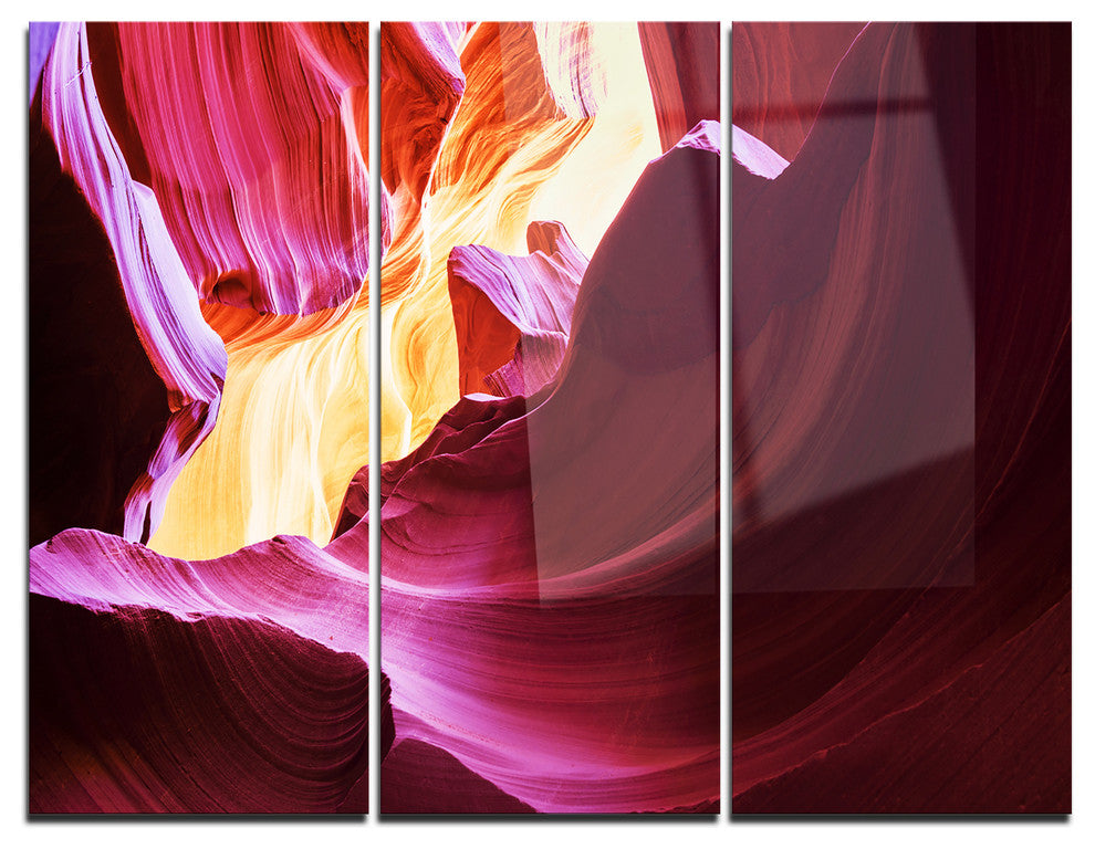 "Purple in Antelope Canyon" Photography Metal Wall Art, 3 Panels, 36"x28"