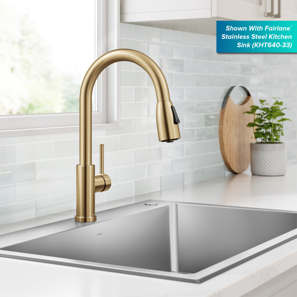 KRAUS Coda 2-Function 1-Handle Pull Down Kitchen Faucet Brushed Brass
