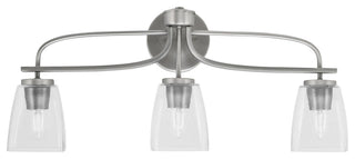 Cavella 3 Light Bath Bar, Graphite Finish, 4.5" Square Clear Bubble Glass