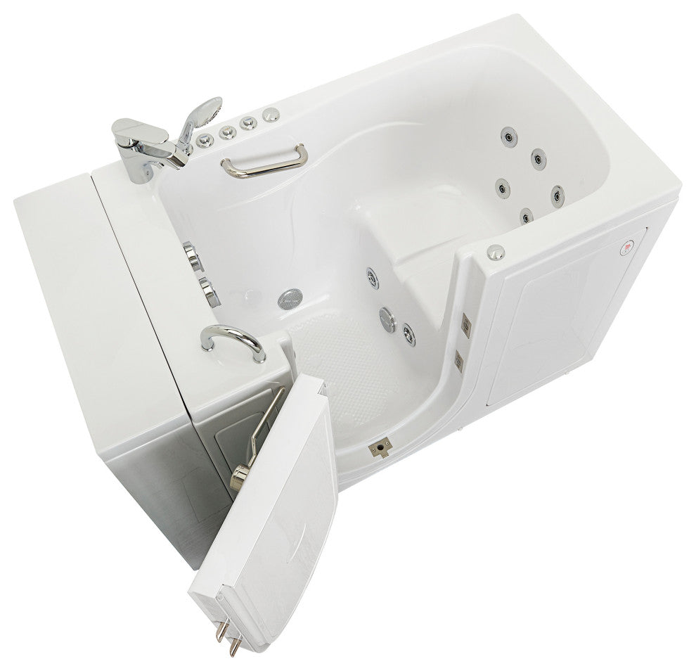 Ella Capri 30"x52" Air+Hydro Massage Walk-In Bathtub, Outward Swing Door, Faucet