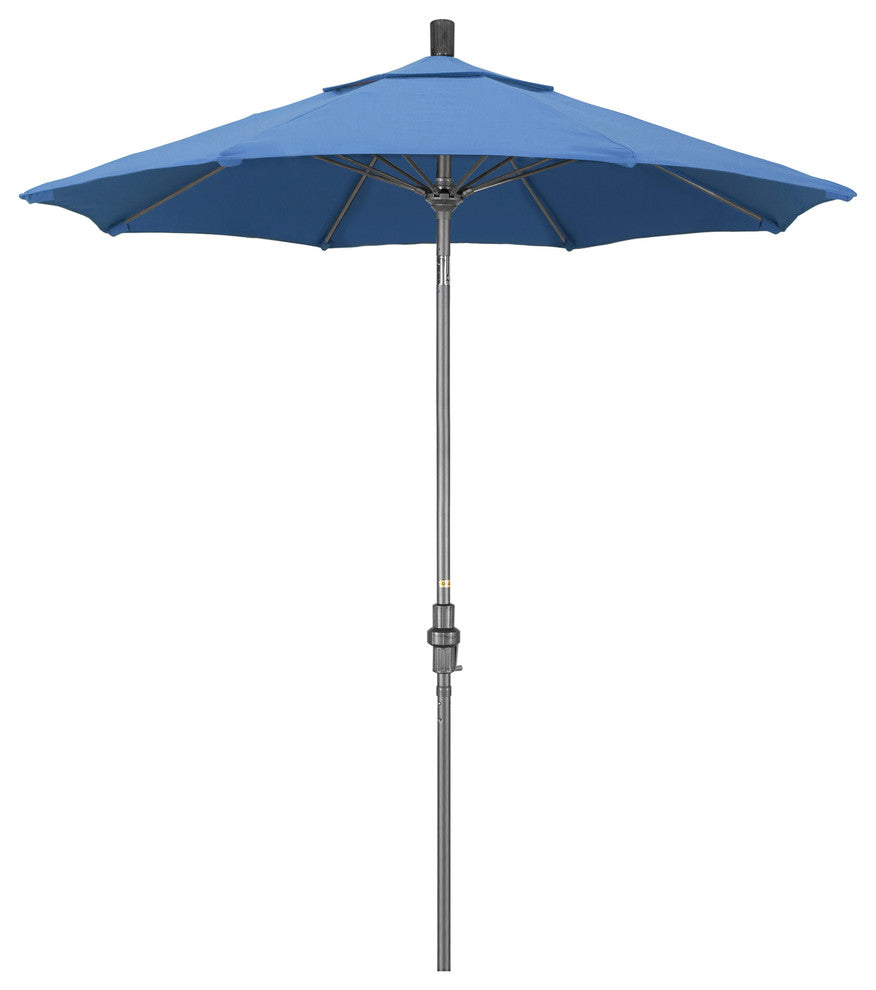 7.5' Grey Collar Tilt Lift Fiberglass Rib Aluminum Umbrella, Pacifica, Capri