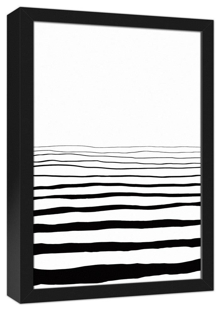 Into the Distance Black and White Abstract 12x18 Black Framed Canvas