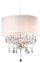 Glam Silver Crystals and White Shade Chandelier