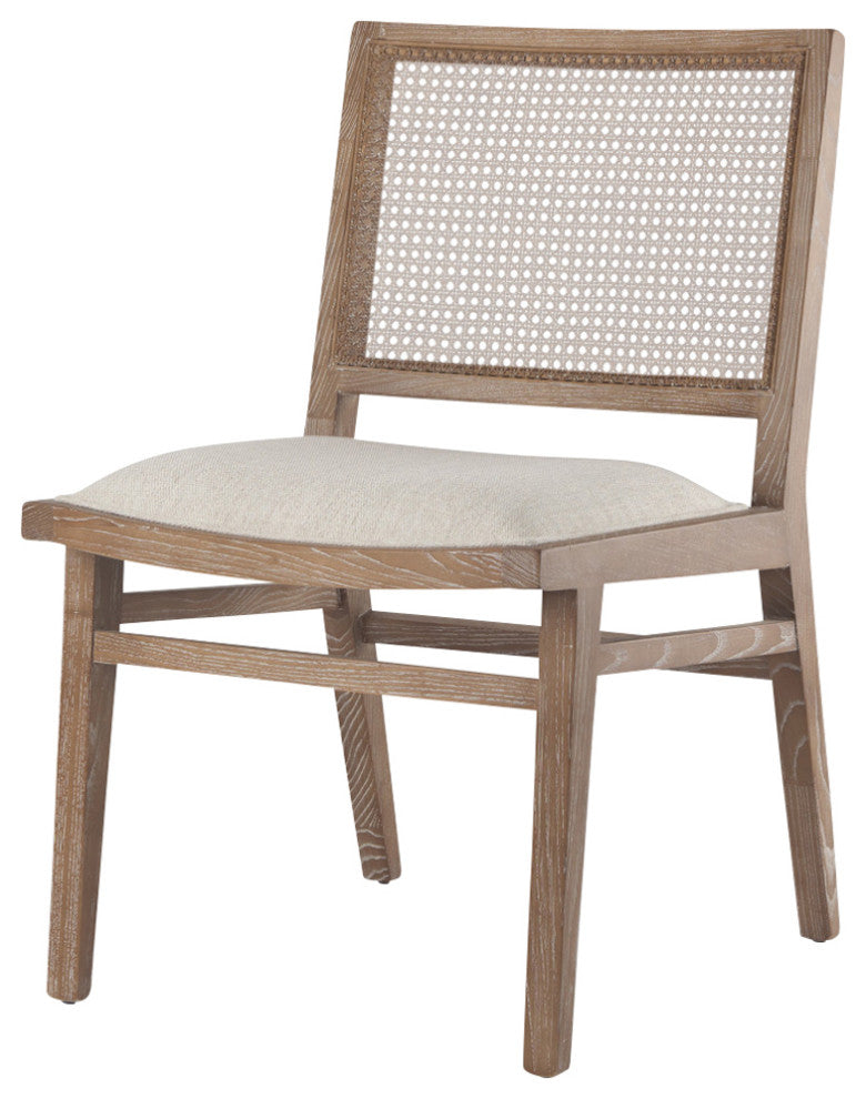 Wynn Cream Fabric With Cane And Light Brown Wood Frame Dining Chair (Set of 2)