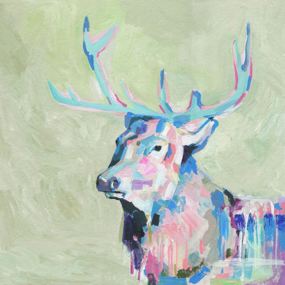 "Mystical Deer" Painting Print on Wrapped Canvas, 48"x48"