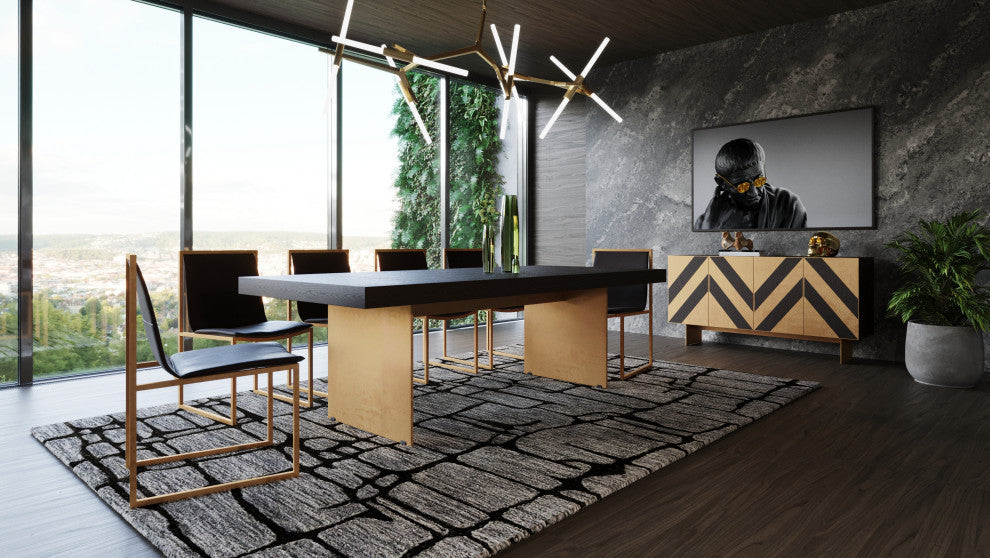 Modrest Perret Glam Black Ash and Brushed Brass Modern Buffet