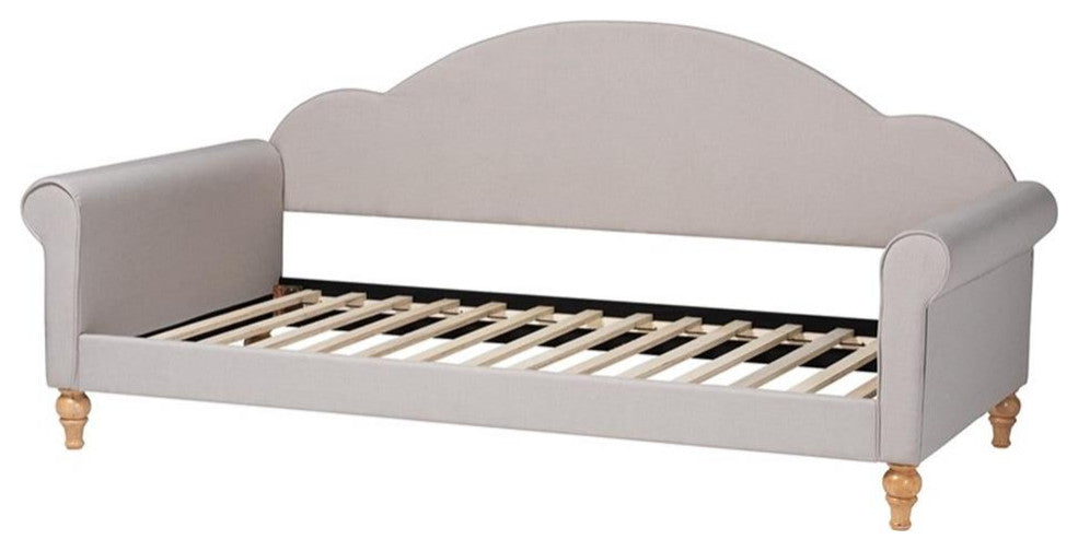 Baxton Studio Chaise Light Grey Fabric and Brown Finished Wood Twin Size Daybed