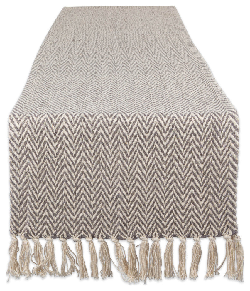 Gray Handloom Chevron Table Runner 15x108