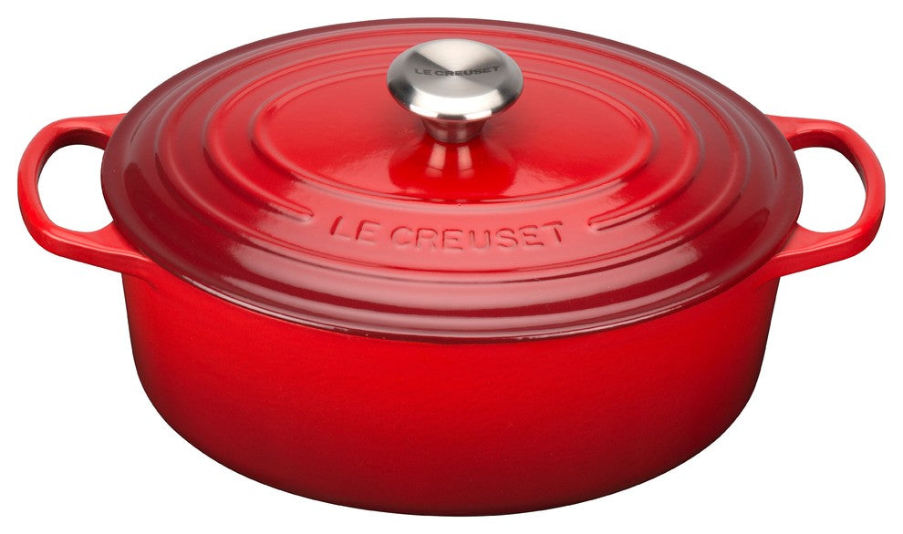 Le Creuset Signature Cast Iron Oval Casserole, 27 cm, Cerise