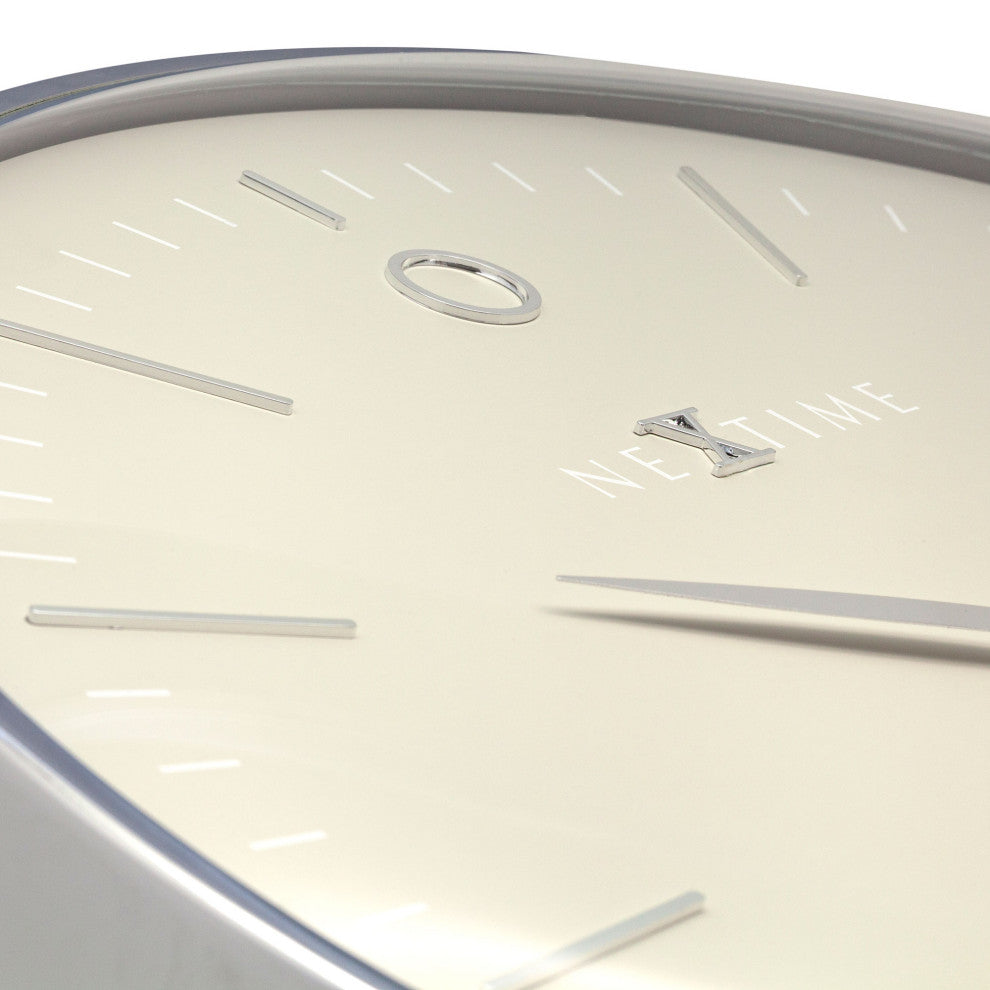 Glamour Metal Dome Wall Clock, Grey/Silver