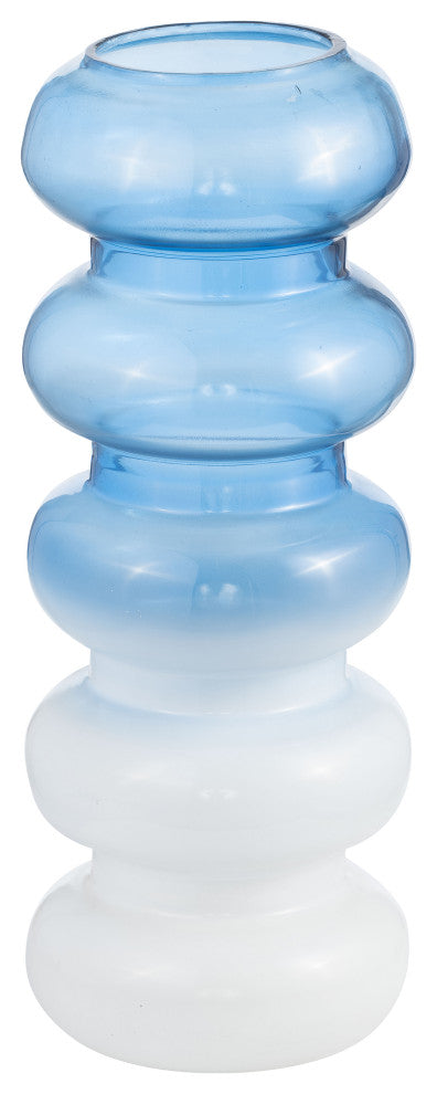 Glass, 17"H Accordion Vase, Blue