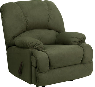 Contemporary Glacier Olive Microfiber Chaise Rocker Recliner