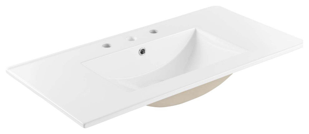 Elysian 36" Wood Bathroom Vanity - White Brown