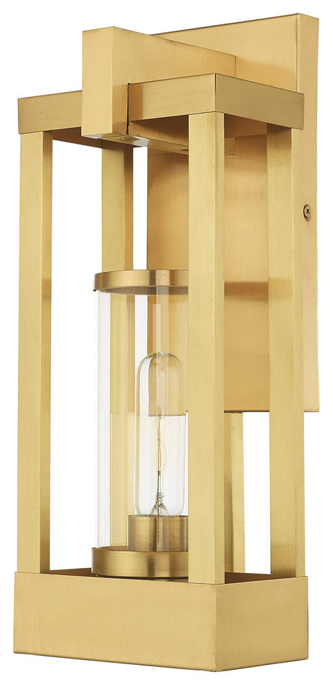 Livex Lighting Satin Brass 1-Light Outdoor Wall Lantern