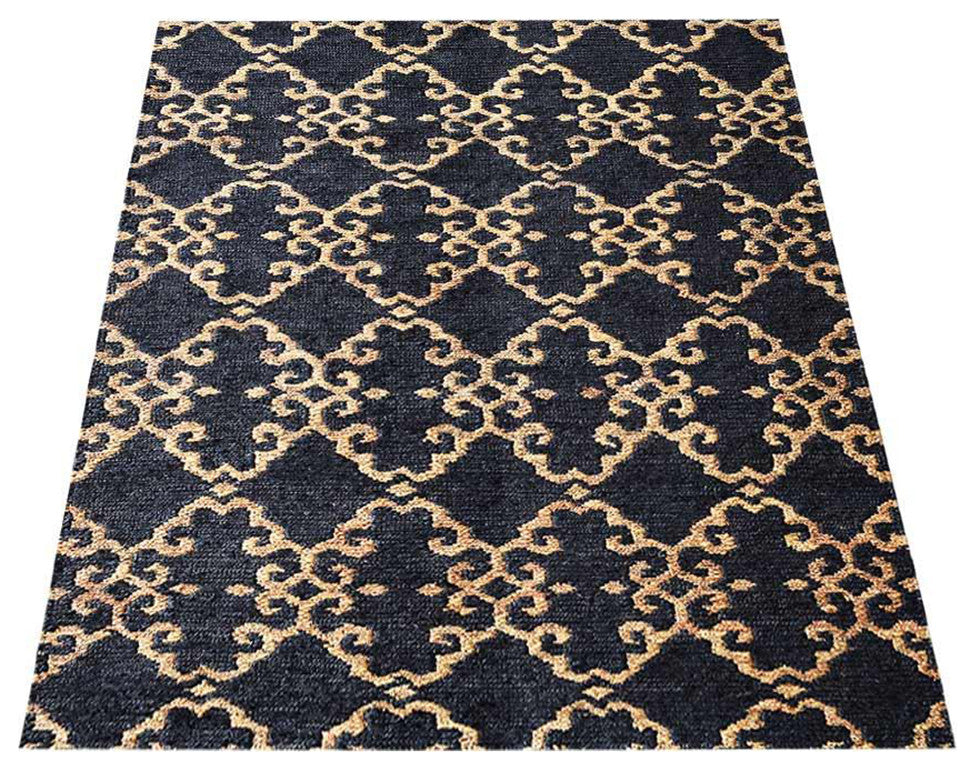 HAND KNOTTED SUMAK JUTE ECO-FRIENDLY RUGS , Charcoal Beige,Contemporary,Outdoor, [Rectangle] 5'x8'