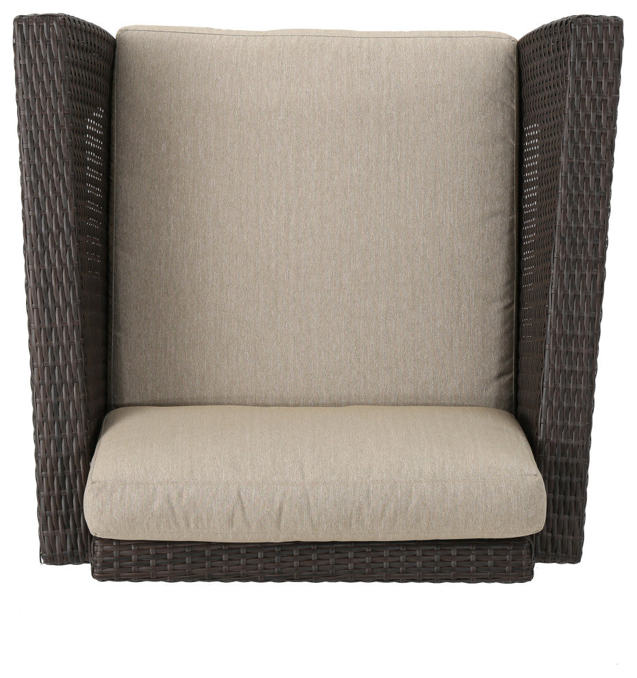 GDF Studio Grady Outdoor Aluminum Framed Mix Brown Wicker Club Chairs, Set of 2