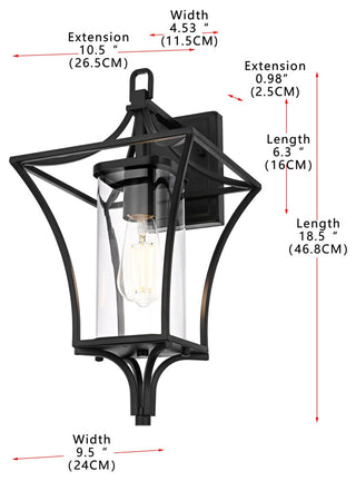 Home Living 9.5" Outdoor Wall Sconce, Black