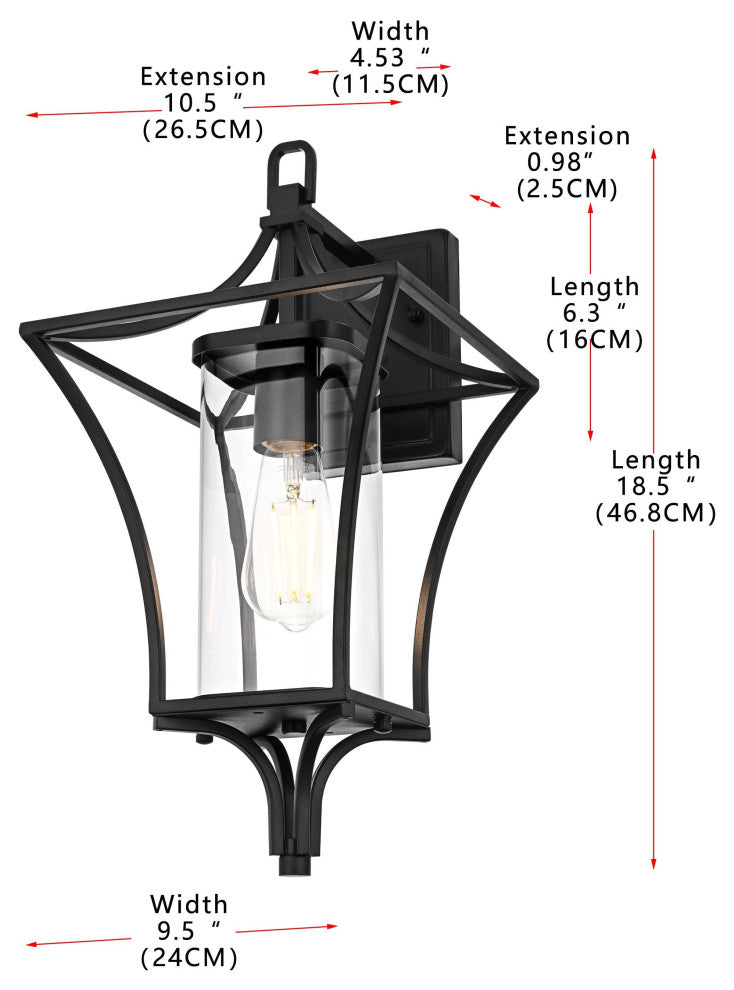 Home Living 9.5" Outdoor Wall Sconce, Black