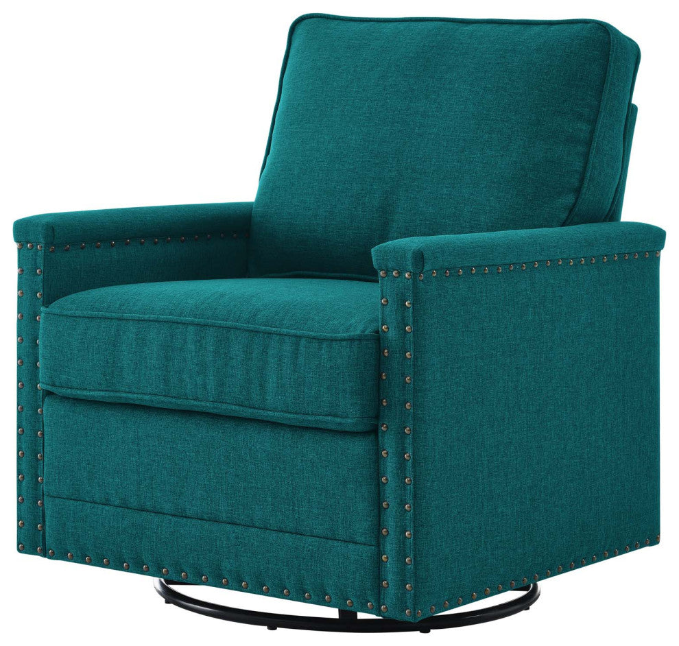 Armchair Accent Swivel Chair, Fabric, Teal Blue, Modern, Lounge Hospitality