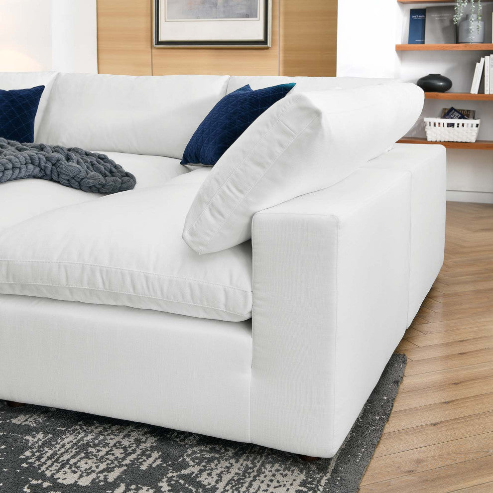 Modular Sectional Deep Sofa Set, White, Fabric, Modern, Lounge Cafe Hospitality