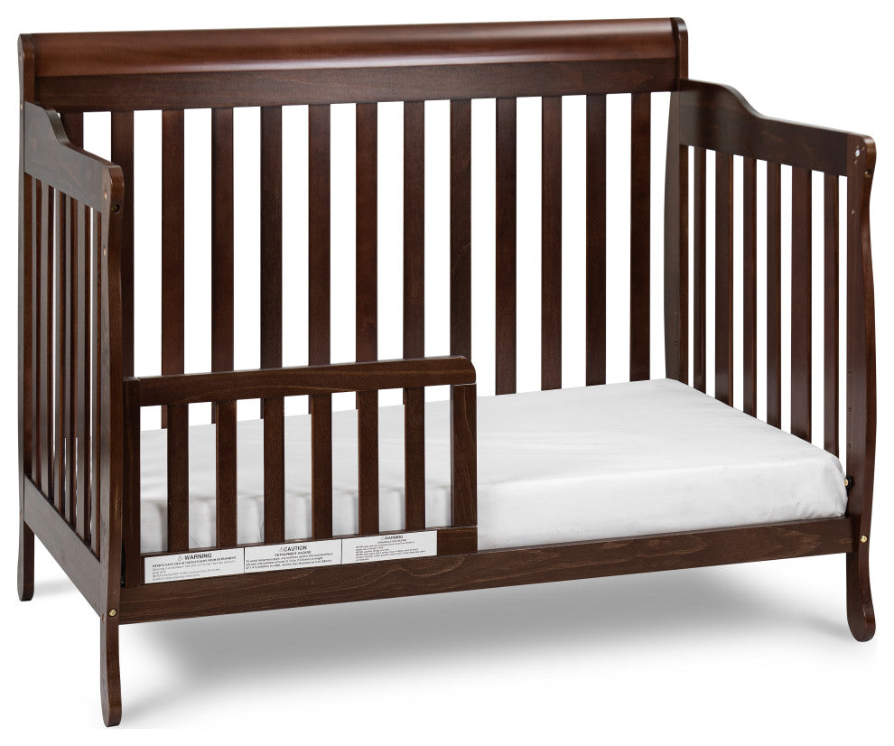 Baby Mile Eve 4-in-1 Convertible Crib With Guardrail, Espresso