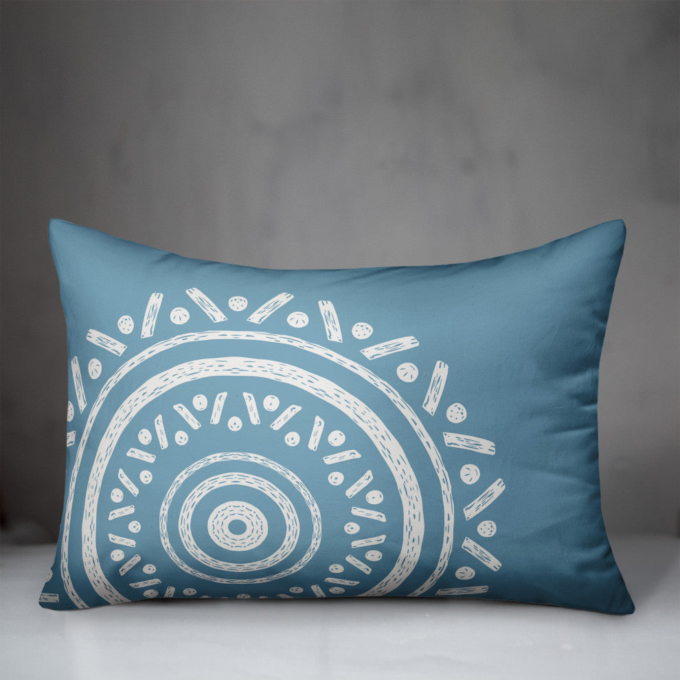 Simple Blue Boho Circle 20x14 Indoor/Outdoor Pillow