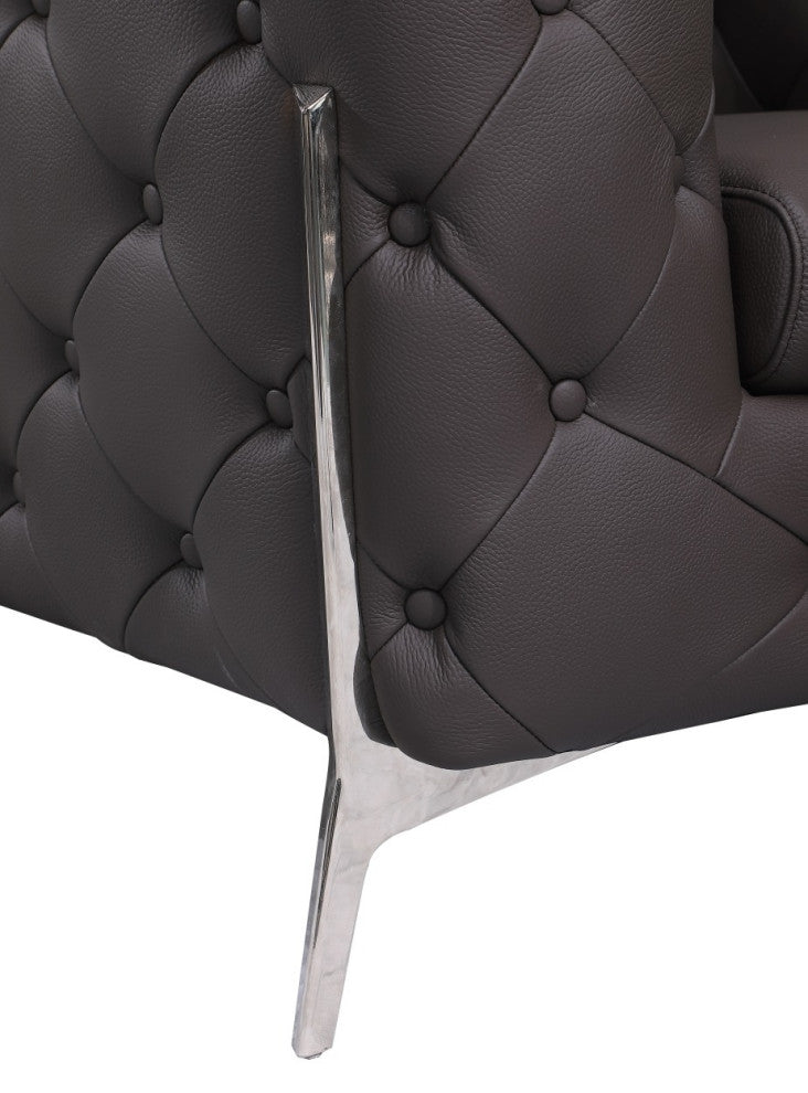 Angelica Italian Leather 2 Chair Set, Brown