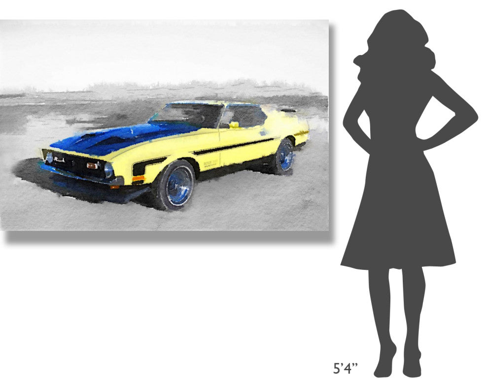 "1971 Ford Mustang Boss Watercolor" Fine Art Print