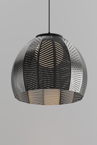 Amicus 16" Pendant, Textured Black Powdercoat/Dark Stained Walnut, 2700k Led