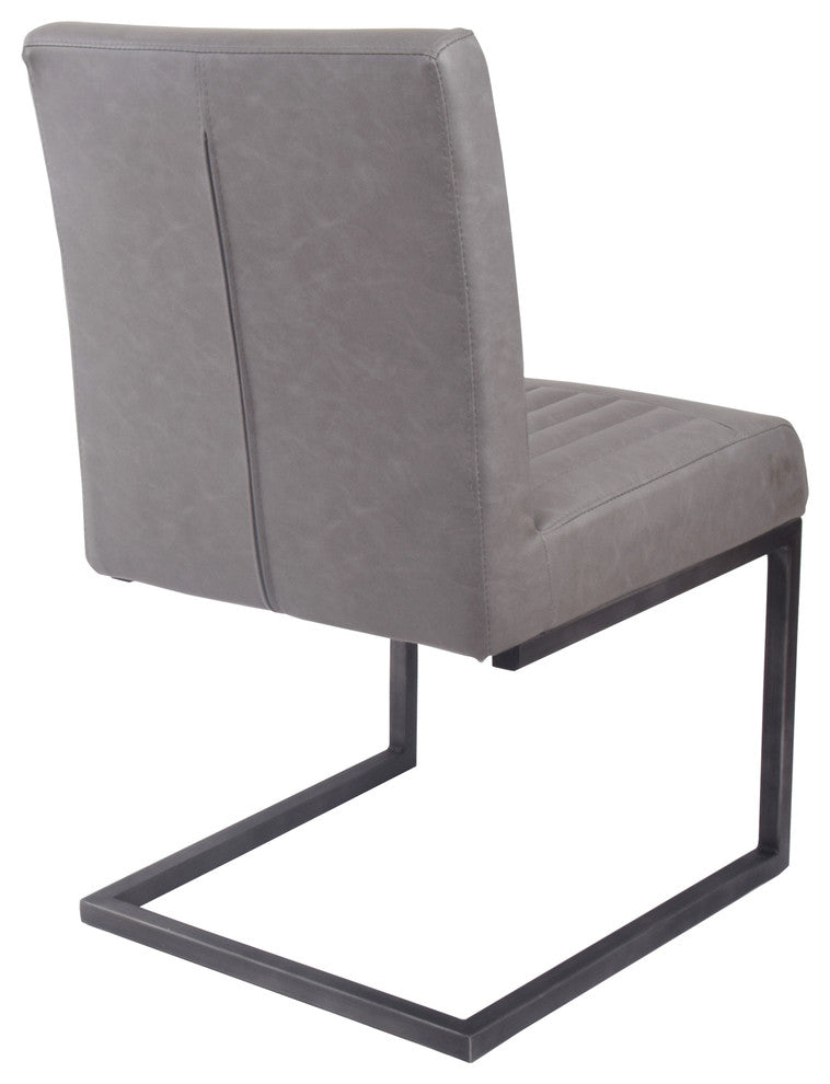 Ronan Dining Side Chair, Set of 2, Antique Graphite Gray, Dining Side Chair, Faux Leather