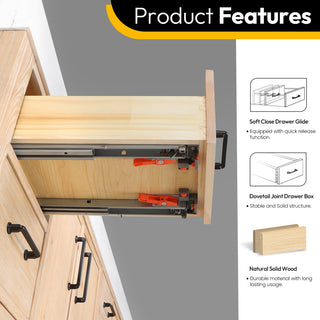 Leon Bath Vanity With Composite Stone Top, Fir Wood Brown, 84", No Mirror