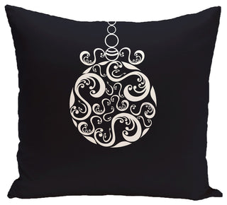 Fancy-Bulb, Decorative Holiday Print Pillow, Navy Blue, 20"x20"