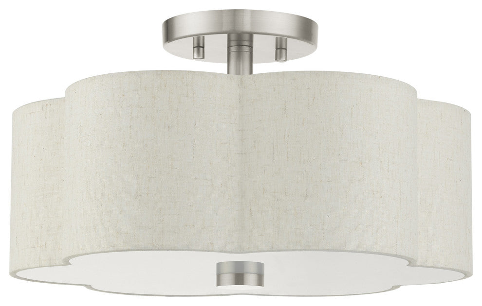 Brushed Nickel French Country, Floral, Transitional, Semi Flush