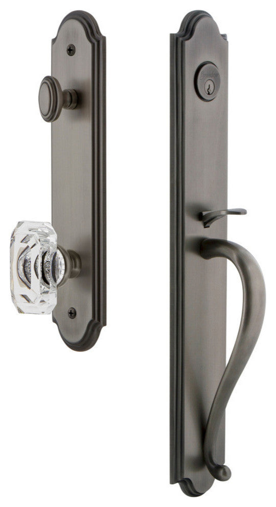 Arc 1-Piece Dummy Handleset, S Grip and Baguette Clear Crystal Knob, 848368