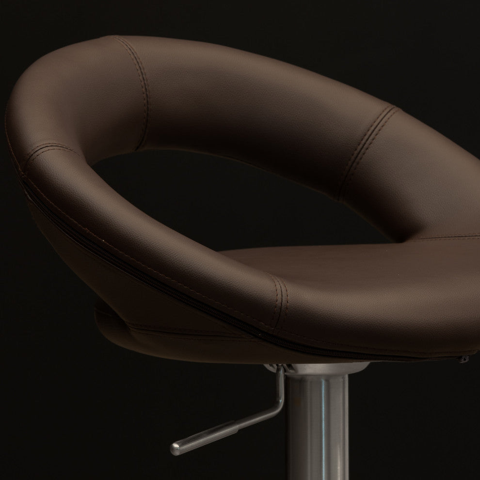 Crescent Swivel Armless Barstool, Brown