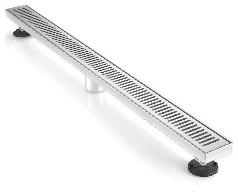 Stainless Steel Rectangular Linear Shower Floor Drain, Brushed Nickel, 36"