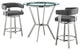 Benzara BM282116 Counter Height Dining Table Set, Round Glass Top, Gray Silver