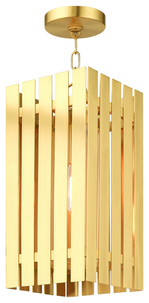 Livex Lighting Greenwich 1 Light Satin Brass Large Outdoor Pendant Lantern