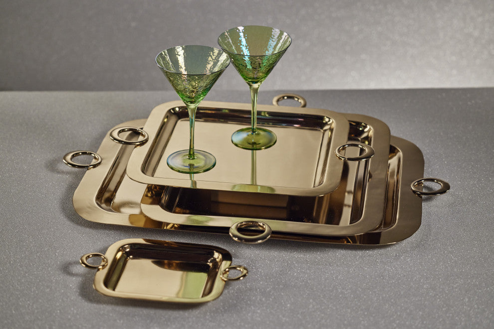 Ollie Gold Polished Brass Serving Tray, 18" x 13"